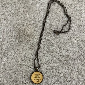 Antique Bronze Pendant Necklace with Yellow Quote Charm